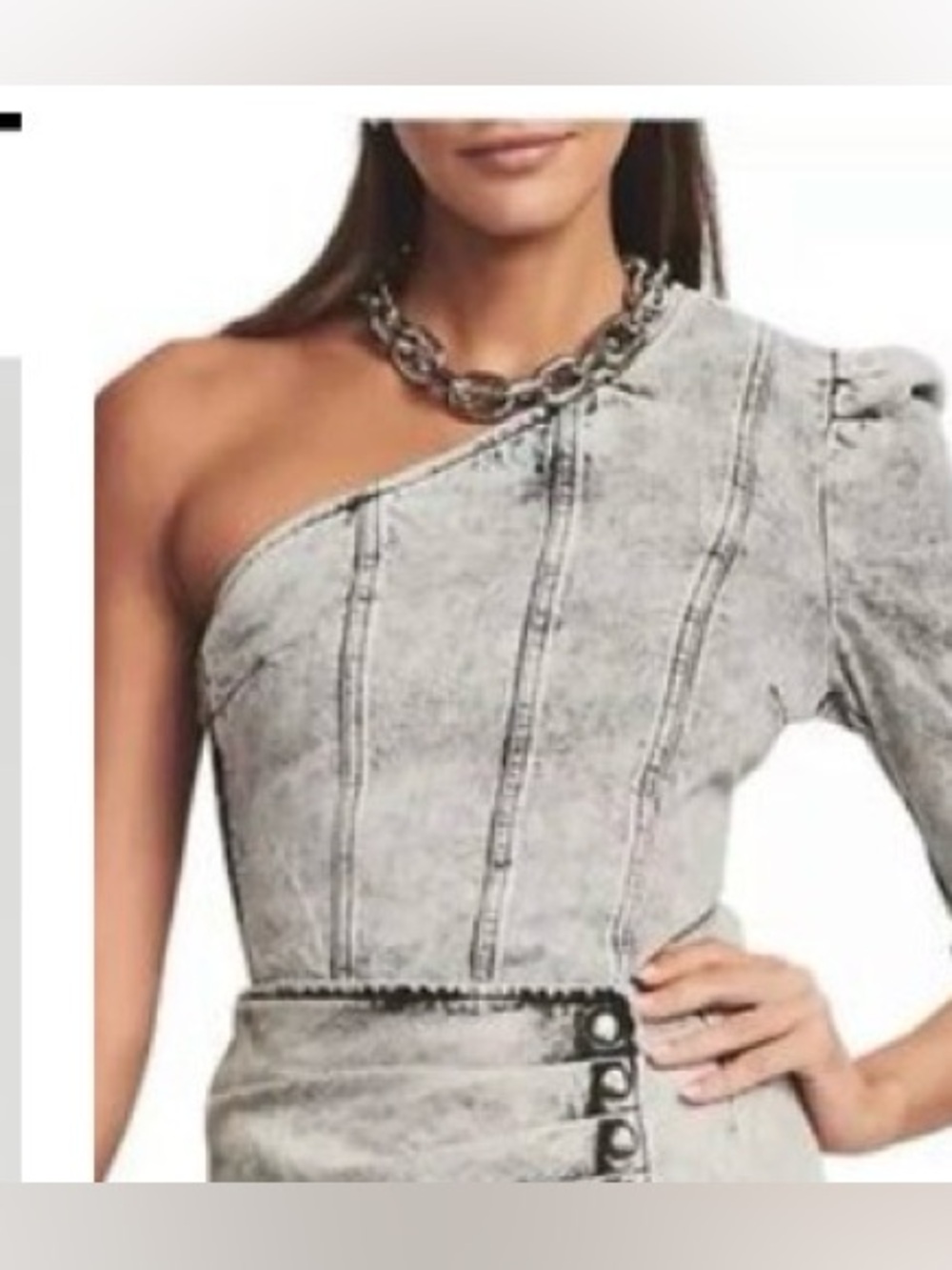 Retrofête Asymmetrical Moira Denim Corset Top – Acid Wash Gray NWT L #2526